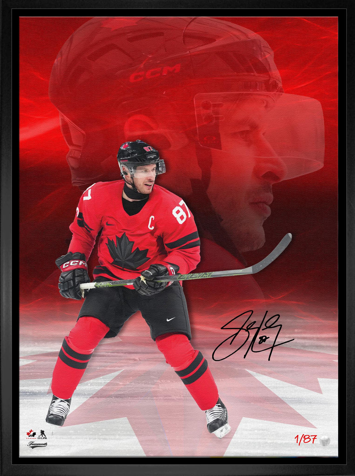 Sidney Crosby Signed 20x29 Canvas Framed Hockey Canada 2026 (Limited Edition of 87)