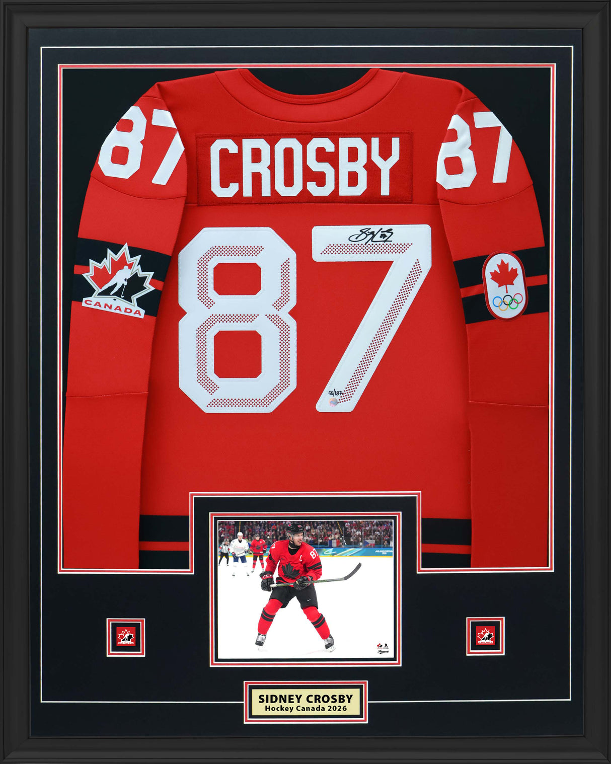 Sidney Crosby Signed Framed 34x42 Hockey Canada 2026 Red Bauer Semi-Pro Jersey (Limited Edition of 187) - AUCTION