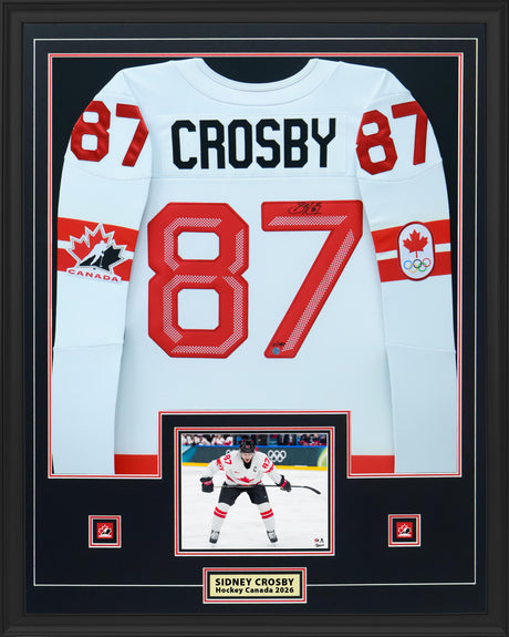 Sidney Crosby Signed Framed 34x42 Hockey Canada 2026 White Bauer Semi-Pro Jersey (Limited Edition of 187) - AUCTION