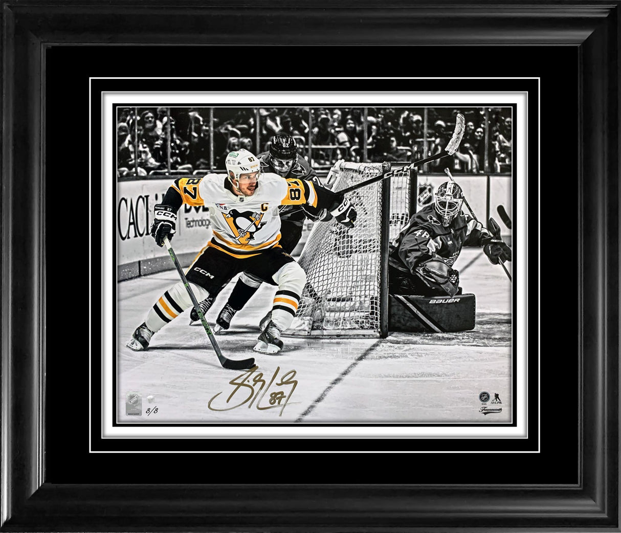 Sidney Crosby Signed 16x20 Photo Framed in Photoglass Pittsburgh Penguins Action Spotlight vs Capitals (Limited Edition of 8)