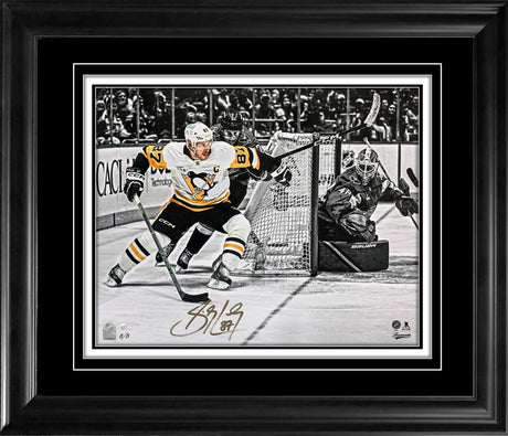 Sidney Crosby Signed 16x20 Photo Framed in Photoglass Pittsburgh Penguins Action Spotlight vs Capitals (Limited Edition of 8)