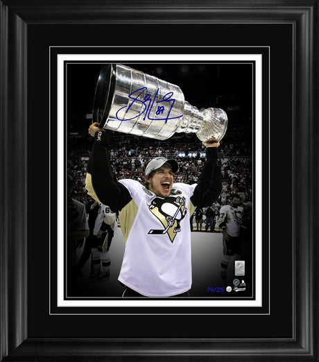 Sidney Crosby Signed 16x20 Print Framed Pittsburgh Penguins 2009 Stanley Cup Hoist Spotlight Edition (Limited Edition of 25)