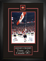 Sidney Crosby Team Canada Signed Framed 8x10 Carrying Canadas Flag 2010 Olympics Photo - AUCTION