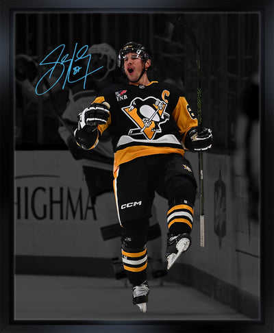 Sidney Crosby Signed Framed 16x20 Pittsburgh Penguins 1700th Point Canvas