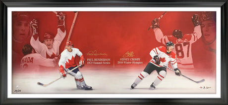Sidney Crosby and Paul Henderson Dual Signed 18x44 Framed Team Canada Collage (Limited Edition of 25) - AUCTION