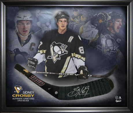 Sidney Crosby Pittsburgh Penguins Signed Framed Game-Used Stick Blade - AUCTION