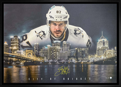Sidney Crosby Signed Framed Pittsburgh Penguins City of Bridges 20x29 Canvas (Limited Edition of 87) - AUCTION