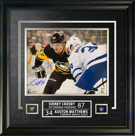 Sidney Crosby and Auston Matthews Signed 16x20 Mat Etched Face-Off (Limited Edition of 8) - AUCTION