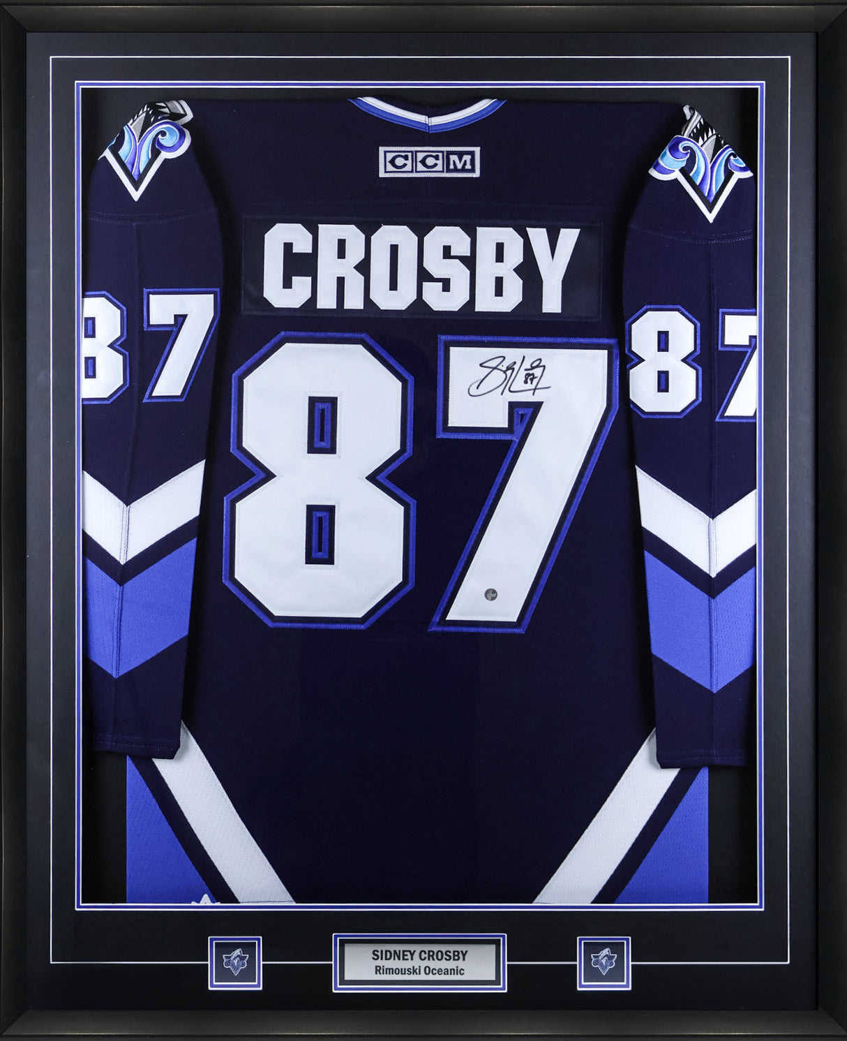 Sidney Crosby Signed Jersey Framed Oceanic Pro Blue CCM - AUCTION