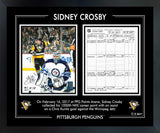 Sidney Crosby Signed 8x10 Framed PhotoGlass 1000 Points Scoresheet Penguins (Limited Edition of 87) - AUCTION
