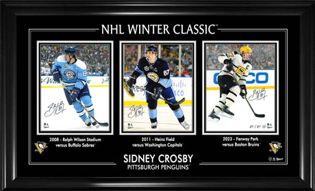 Sidney Crosby Triple Signed 8x10 Framed Winter Classic Penguins (Limited Edition of 87) - AUCTION