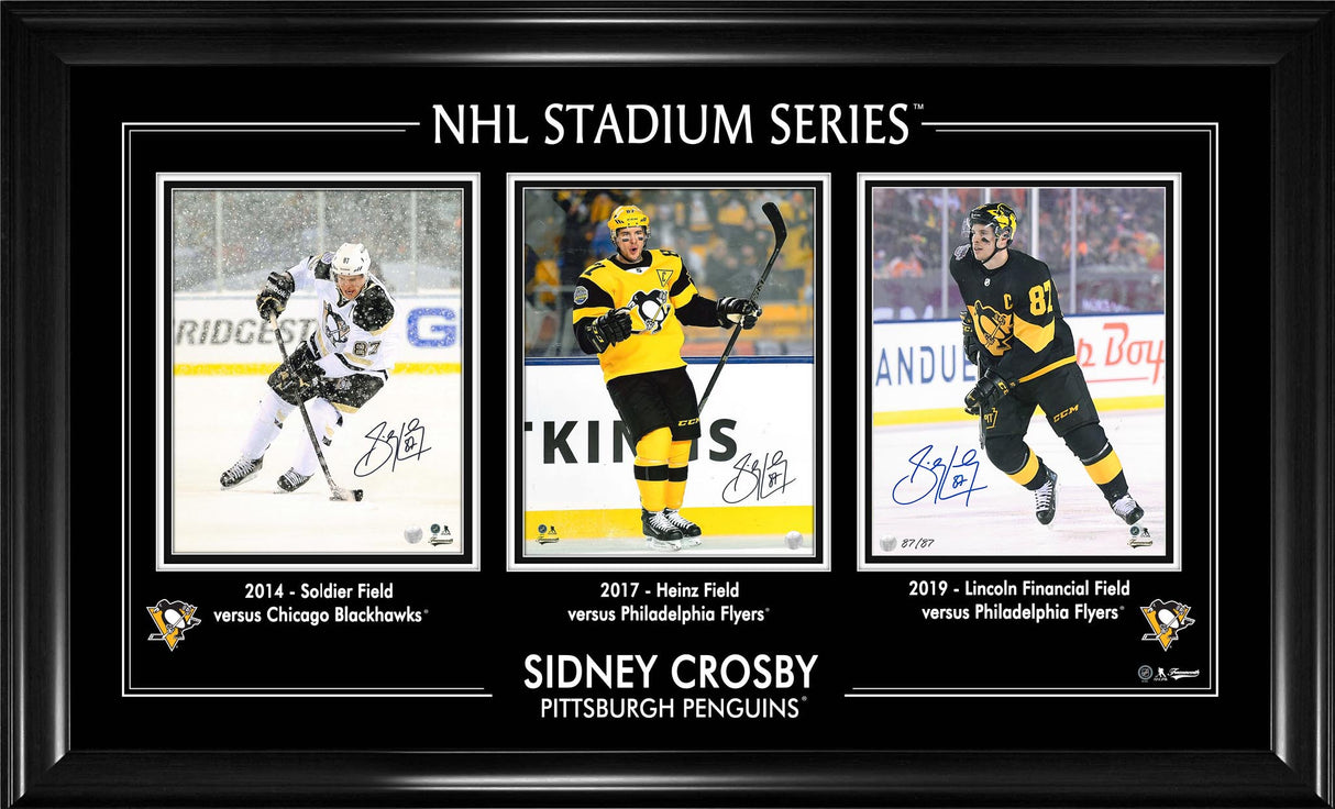 Sidney Crosby Triple Signed 8x10 Framed Stadium Series Penguins (Limited Edition of 87) - AUCTION