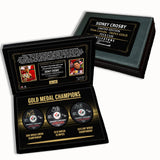 Sidney Crosby Signed Pucks in Deluxe Case Canada 3x Gold Medal (Limited Edition of 87) - AUCTION