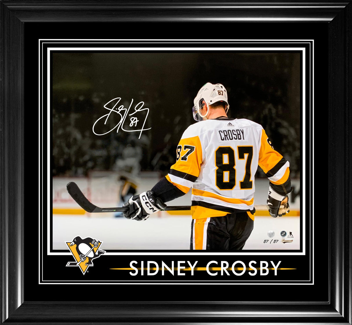 Sidney Crosby Signed 16x20 Framed PhotoGlass Penguins From Behind-H (Limited Edition of 87)