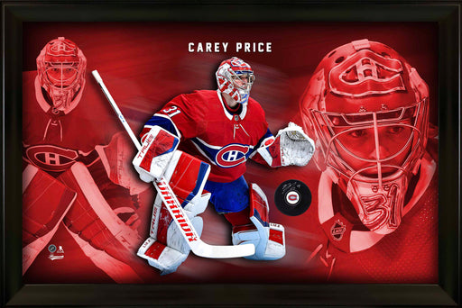 Carey Price Signed Photo Glass Framed Montreal Canadiens Puck - Frameworth Sports Canada 