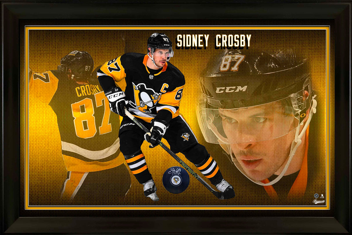 Sidney Crosby Signed Puck in a PhotoGlass Frame Penguins - Frameworth Sports Canada 