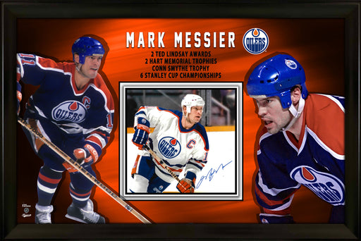 Mark Messier Edmonton Oilers Signed PhotoGlass Framed 10x12 Photo - Frameworth Sports Canada 