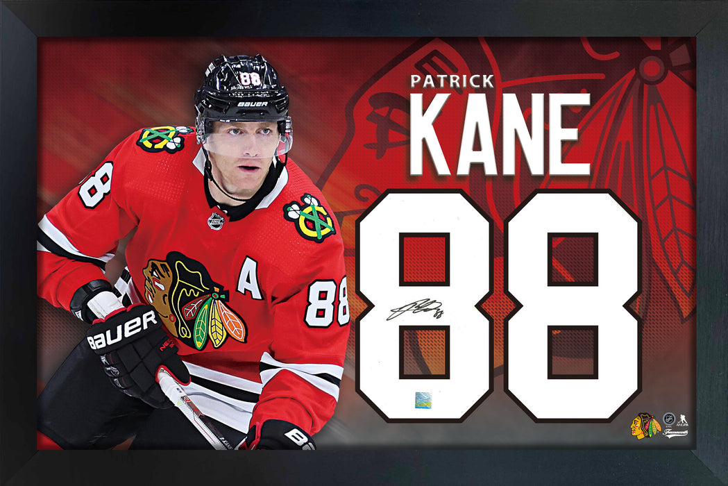 Patrick Kane Signed Number in a PhotoGlass Frame Blackhawks - Frameworth Sports Canada 