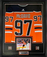 Connor McDavid Signed Framed Jersey Oilers Adidas Orange(FRM-JERS-6)