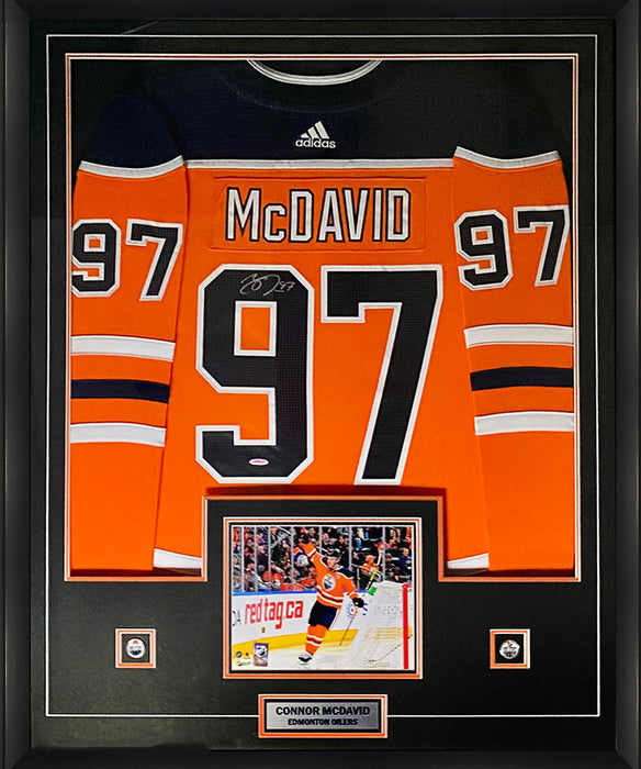 Connor McDavid Signed Framed Jersey Oilers Adidas Orange(FRM-JERS-6)