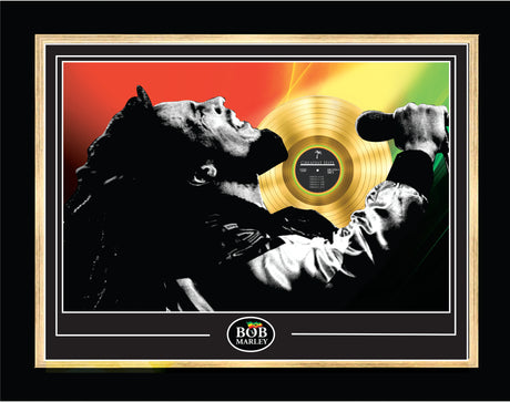 Marley,Bob Framed Looking Up Poster With Gold LP - Frameworth Sports Canada 