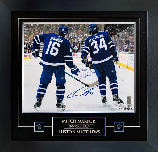 Auston Matthews and Mitch Marner Signed 16x20 Etched Mat Maple Leafs Backview-H L/E 16 - Frameworth Sports Canada 