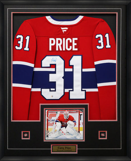 Carey Price Signed Framed Jersey Canadiens Red Fanatics Premium - AUCTION