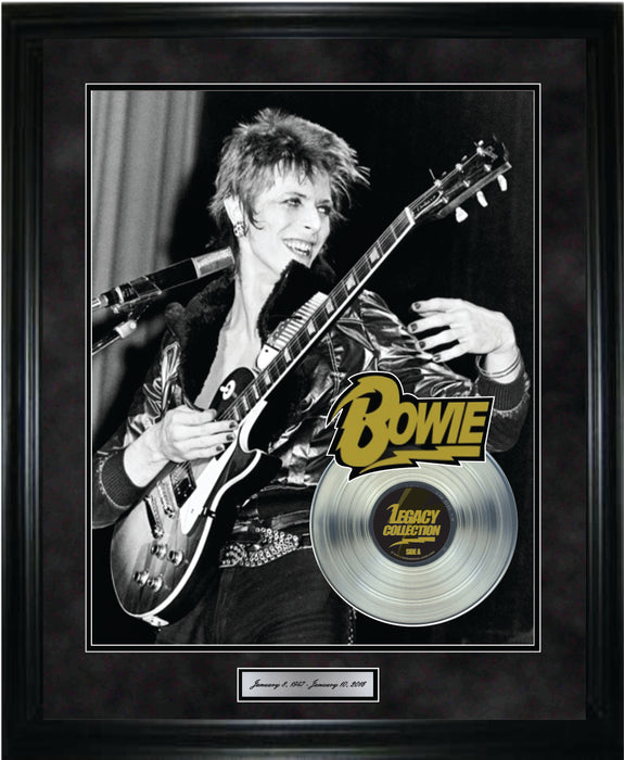 David Bowie Playing Guitar Framed With Platinum LP - Frameworth Sports Canada 