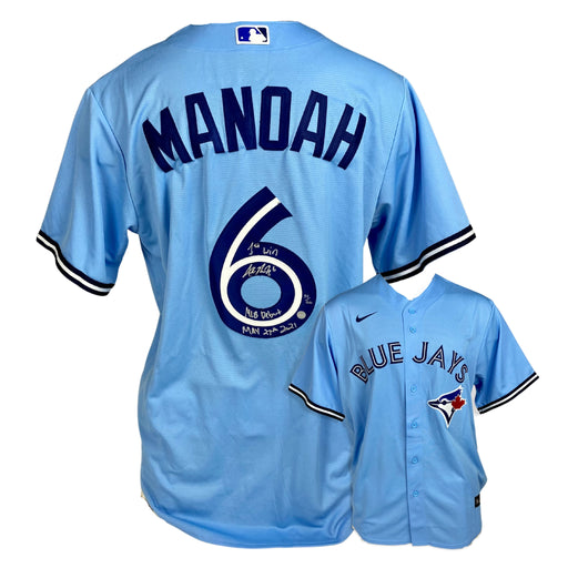 Alek Manoah Signed Toronto Blue Jays Replica Nike Jersey Inscribed with "1st Win", "MLB Debut", and "May 27th 2021" (Limited Edition of 66) - Frameworth Sports Canada 