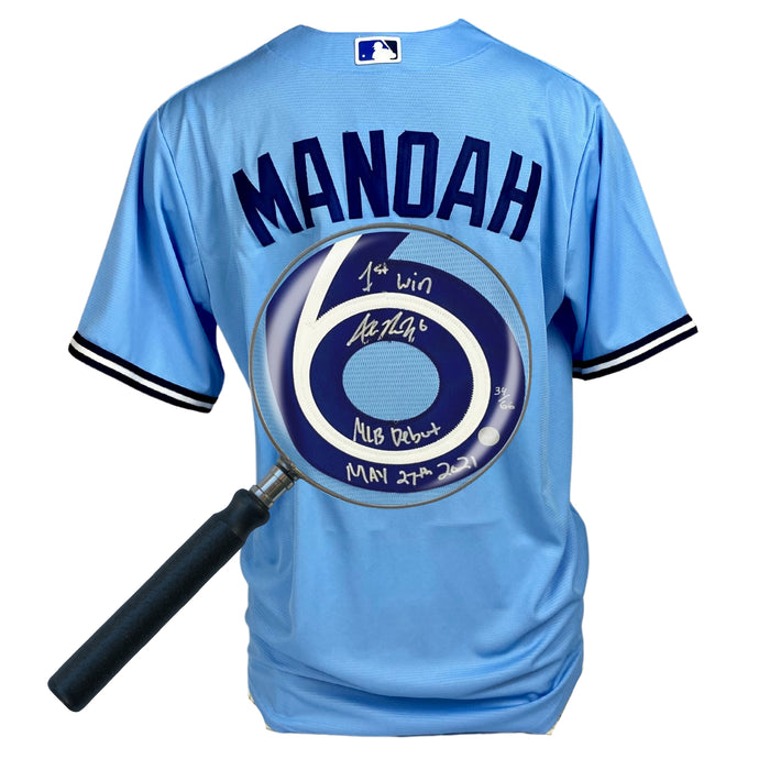 Alek Manoah Signed Toronto Blue Jays Replica Nike Jersey Inscribed with "1st Win", "MLB Debut", and "May 27th 2021" (Limited Edition of 66)