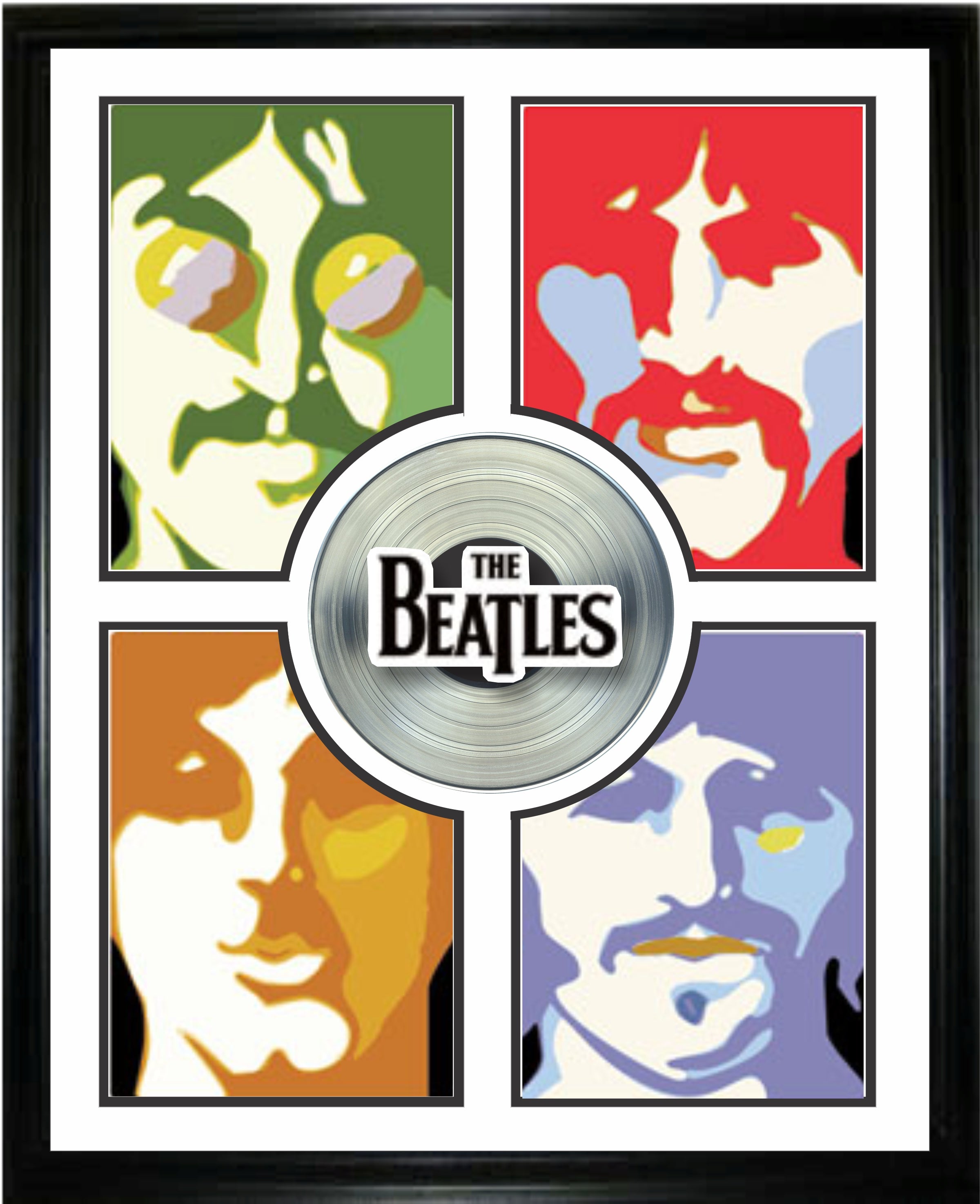 Beatles Framed Pop Art Collage With Platinum LP – Frameworth