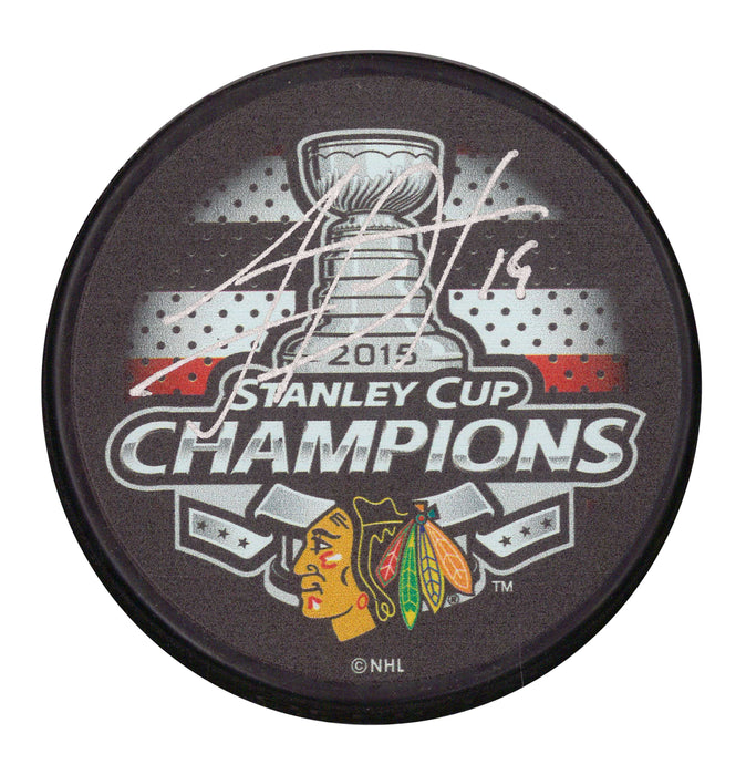 Jonathan Toews Chicago Blackhawks Signed 2015 Stanley Cup Champions Puck - Frameworth Sports Canada 