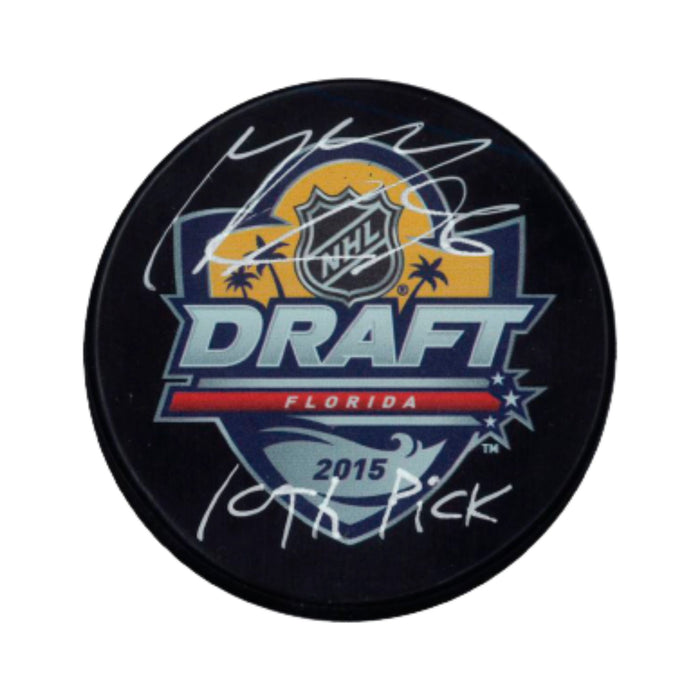 Mikko Rantanen Signed 2015 NHL Draft Puck with "10th Pick" Inscribed - Frameworth Sports Canada 