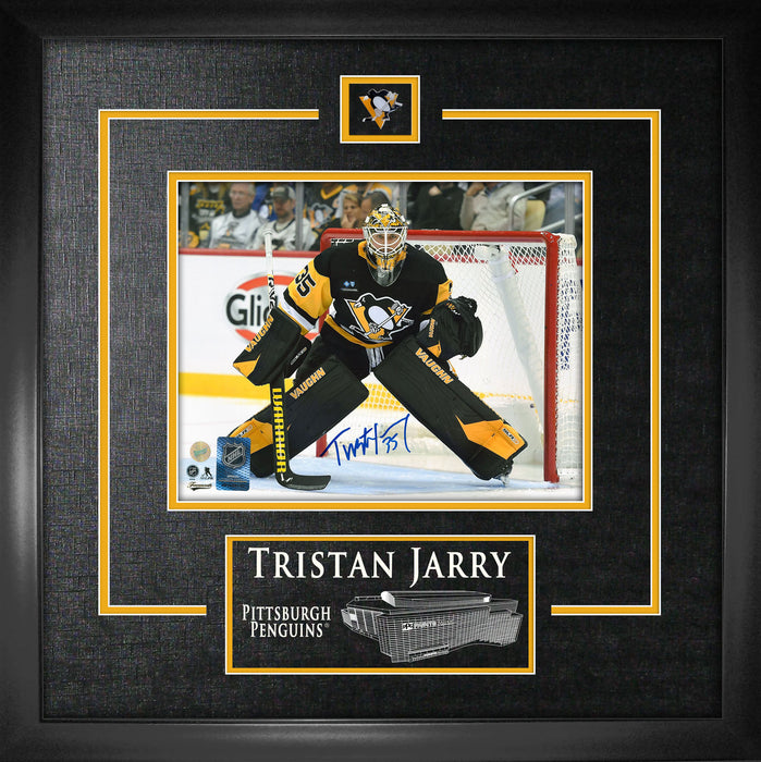 Tristan Jarry Signed 8x10 Etched Mat Penguins Dark Action-H - Frameworth Sports Canada 