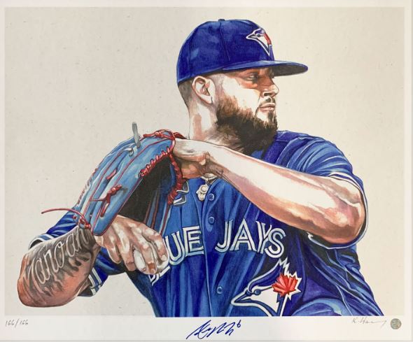 Alek Manoah Signed 14x18 Print Blue Jays Blue-H Art Signed by Artist LE of 166