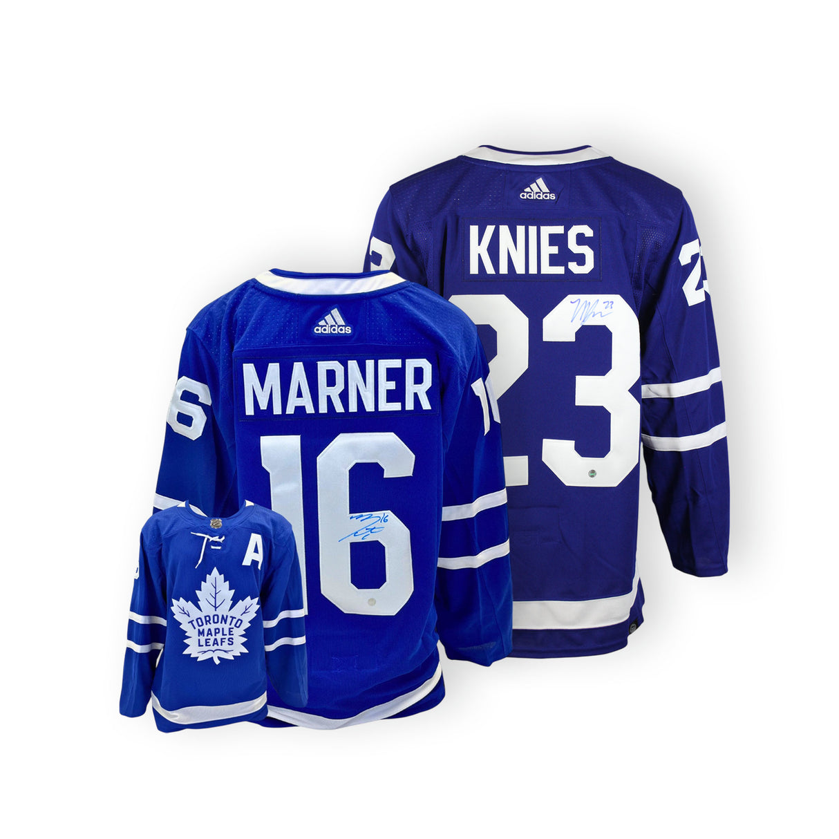 Toronto Maple Leafs Blue Adidas Authentic Jersey Duo - Knies & Marner Signed Bundle