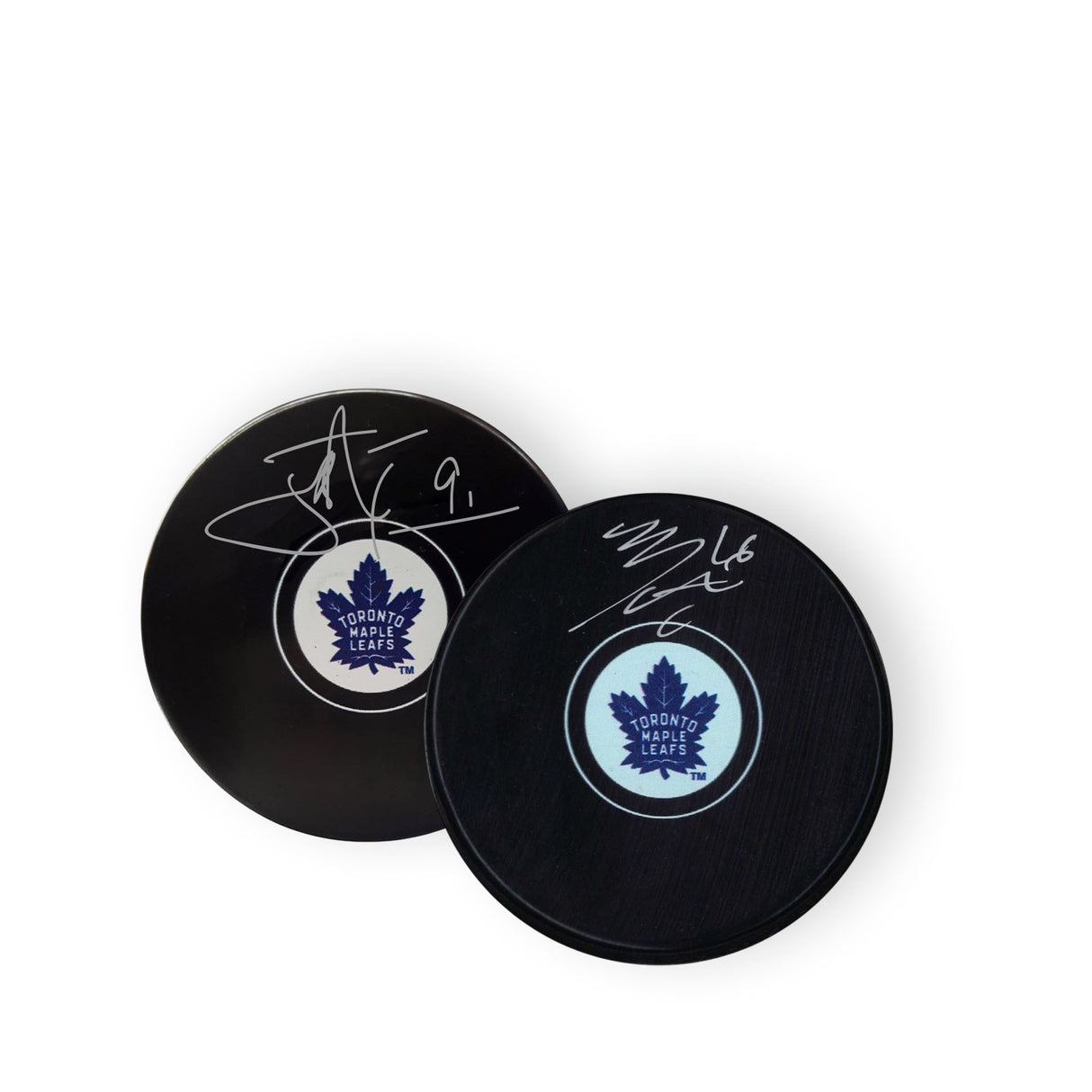 Toronto Maple Leafs Captain's Puck Set - Tavares & Marner Signed Bundle