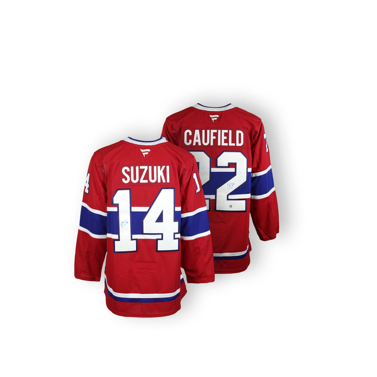 Montreal Canadiens Red Fanatics Premium Jersey Duo - Caufield #22 & Suzuki Signed