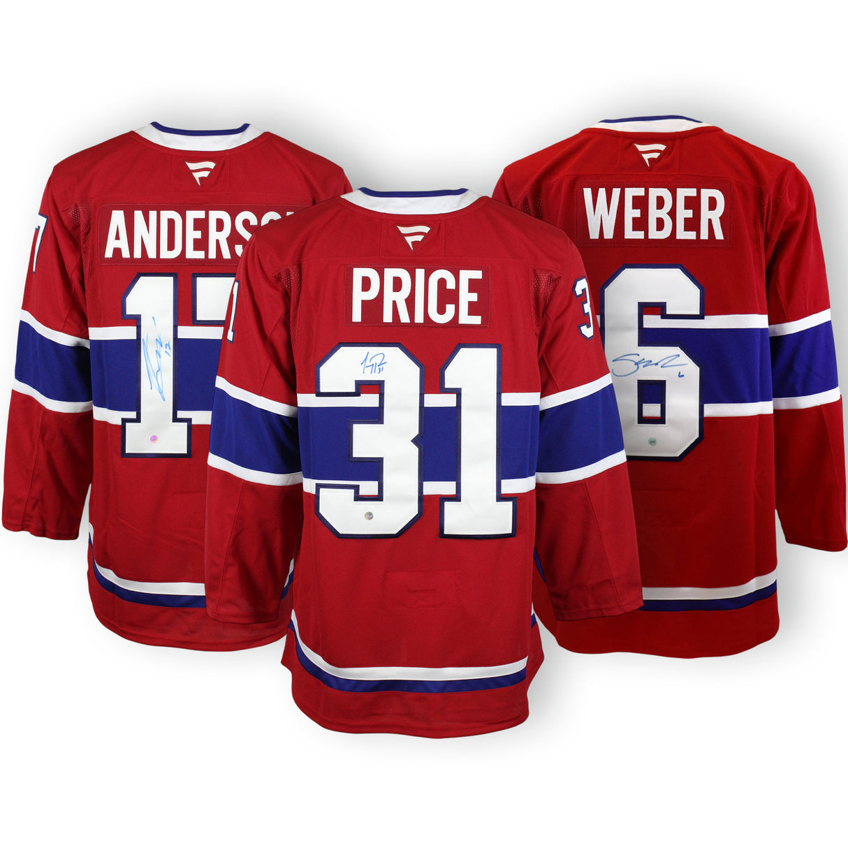 Montreal Canadiens Red Fanatics Premium Jersey Collection - Price, Weber & Anderson Signed Bundle