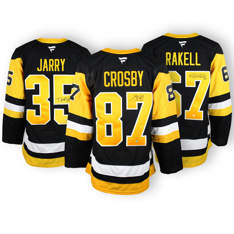 Pittsburgh Penguins Black Fanatics Premium Jersey Collection - Crosby, Jarry & Rakell Signed