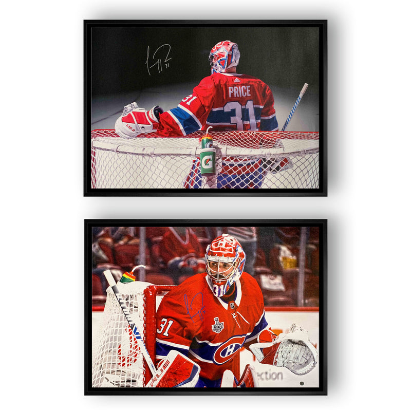 Carey Price Signed 20x29 Framed Canvas Set - Net Spotlight & Close-Up Montreal Canadiens Bundle