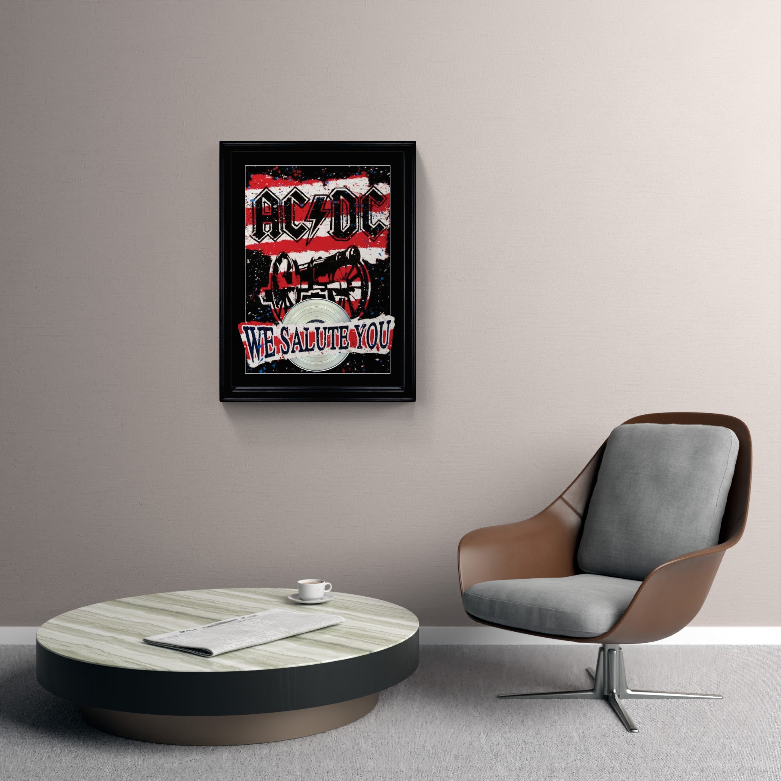 AC/DC Framed We Salute You Print with Platinum LP