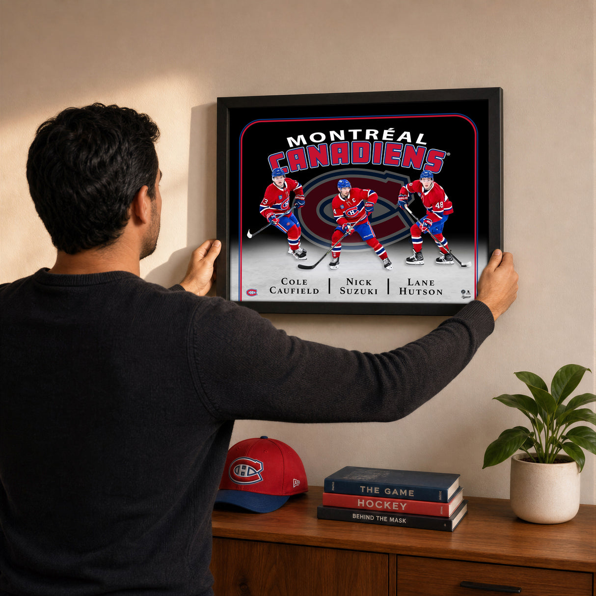 Montreal Canadiens Triple Player Collage PhotoGlass Frame 18x22