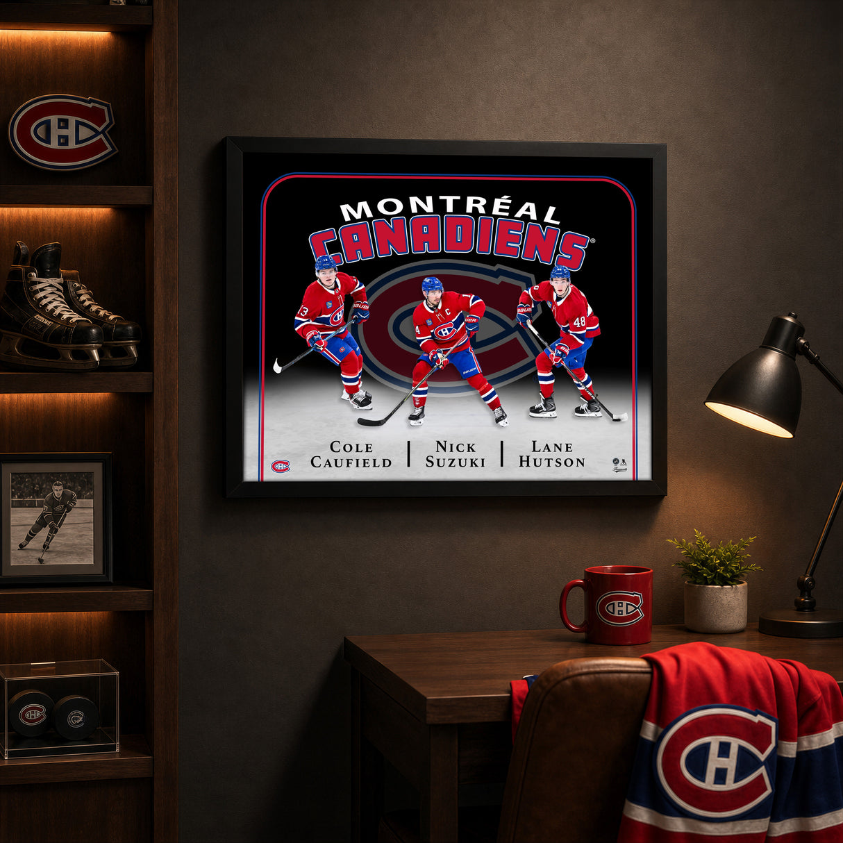 Montreal Canadiens Triple Player Collage PhotoGlass Frame 18x22