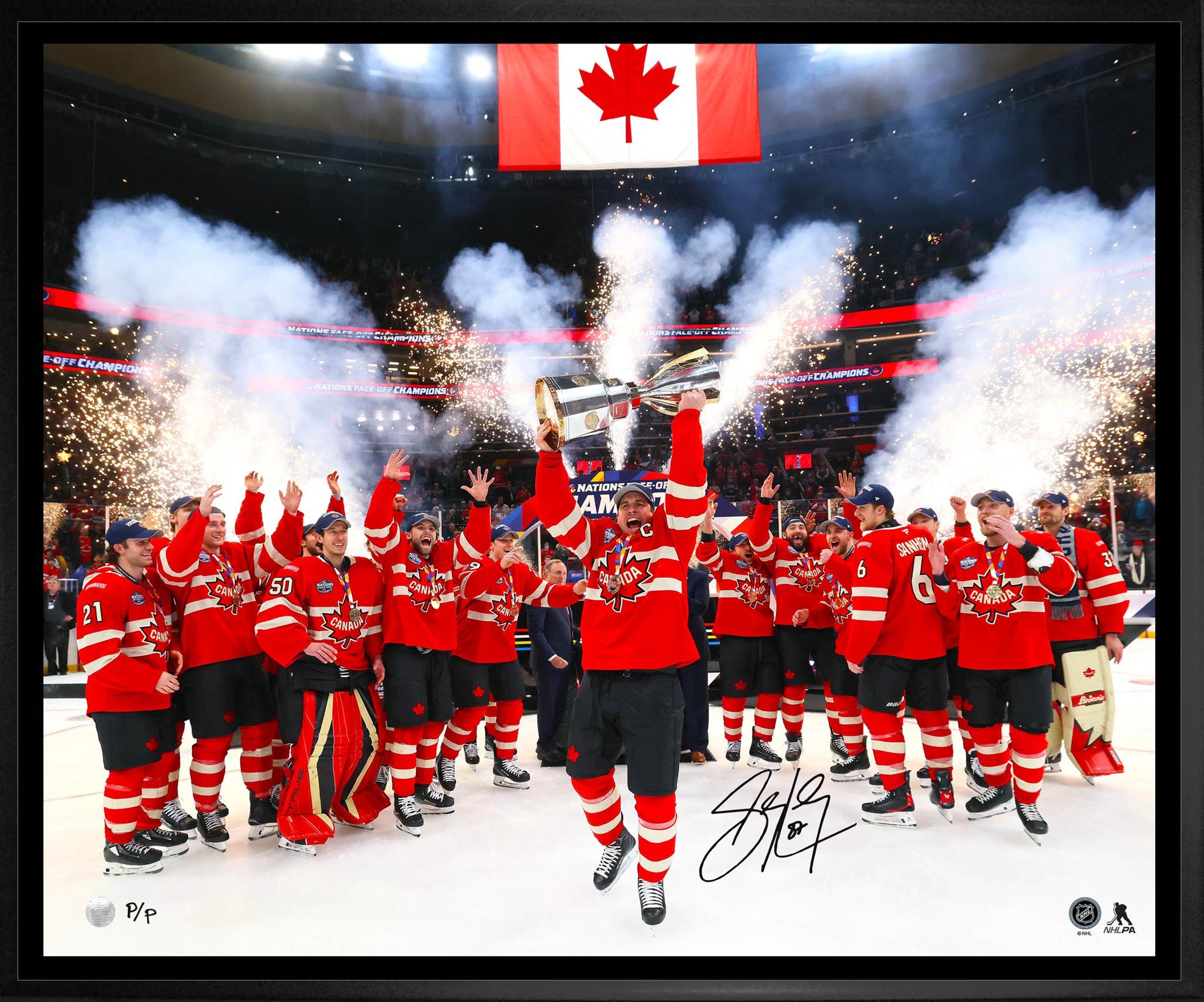 Sidney Crosby Signed 20x24 Framed Canvas 2025 Four Nations Canada