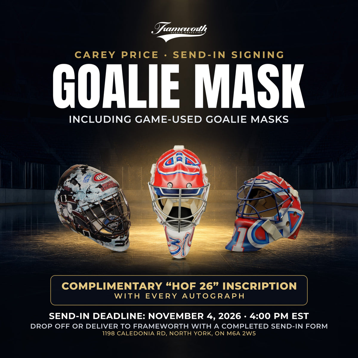 Carey Price Hall of Fame send-in - Goalie Mask Send-In