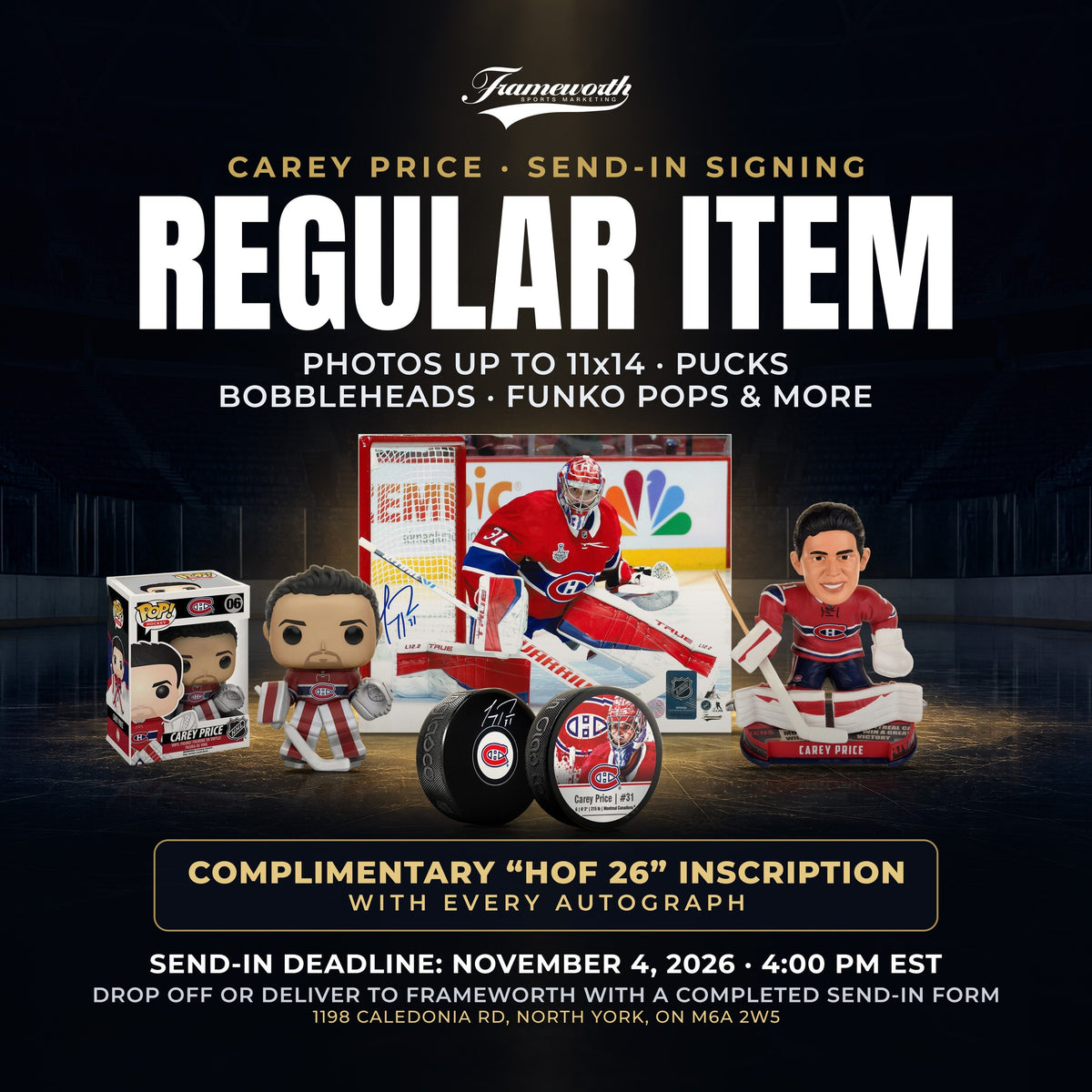 Carey Price Hall of Fame send-in - Regular Item Send-In