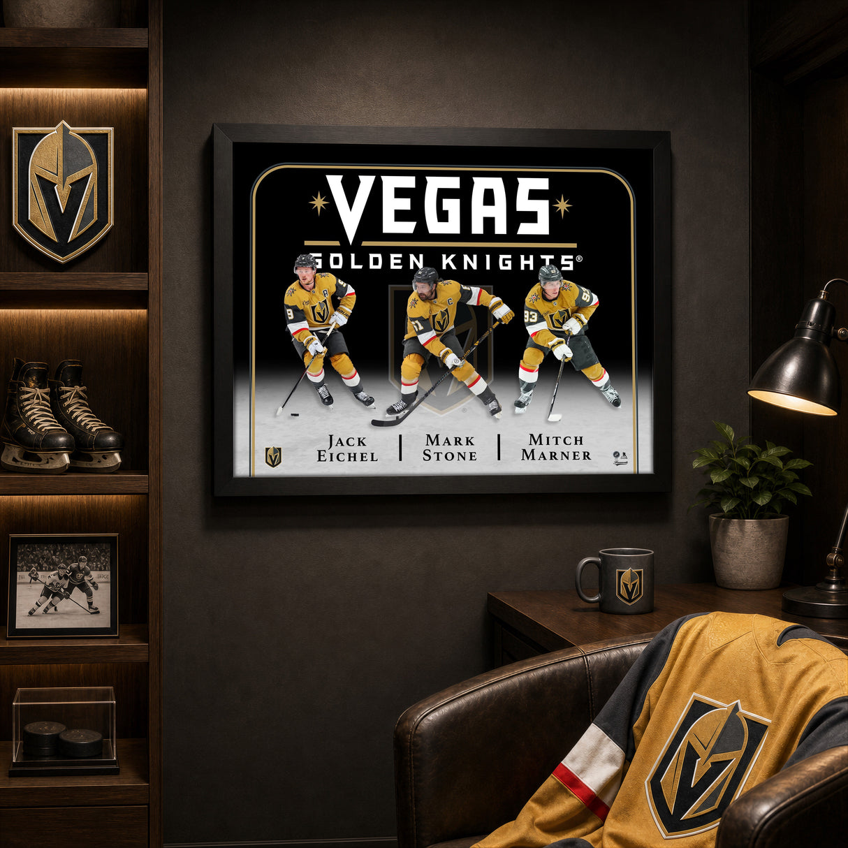 Vegas Golden Knights Triple Player Collage PhotoGlass Frame 18x22