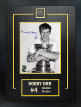 Bobby Orr Signed Framed 8x10 Boston Bruins Hugging the Cup