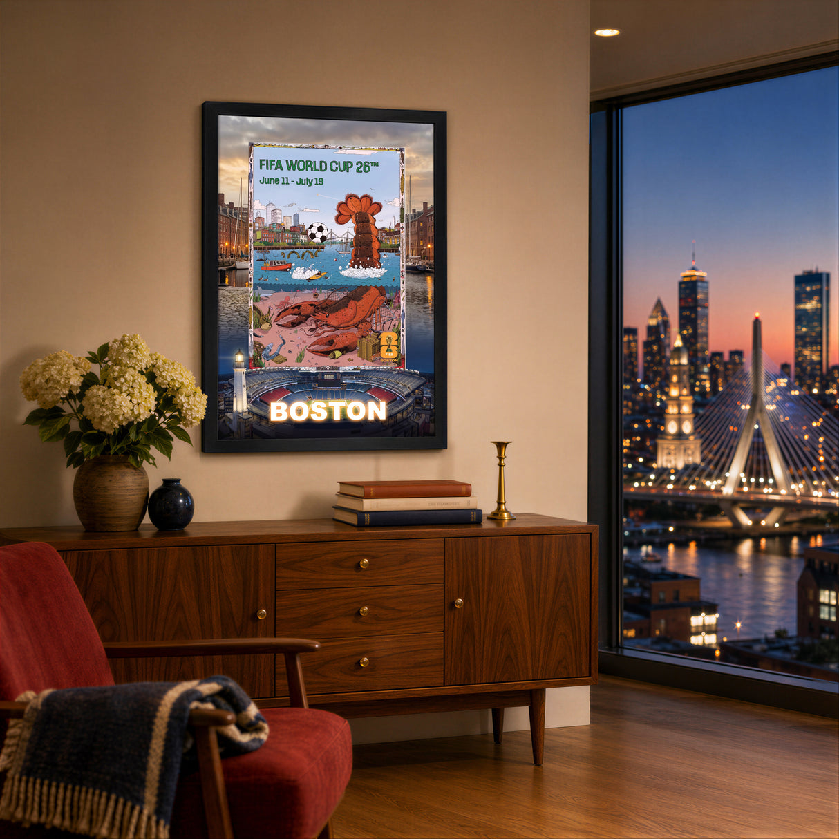 Boston Host City Edition 19.5x28 Frame 2026 Officially Licensed FIFA World Cup Poster